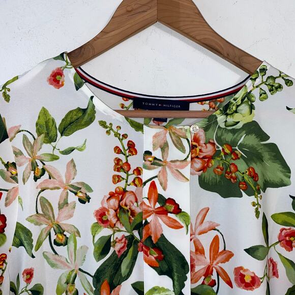 Tommy Hilfiger L Floral Blouse Garden Print Boho Bright Spring Summer Top Resort - Picture 10 of 10